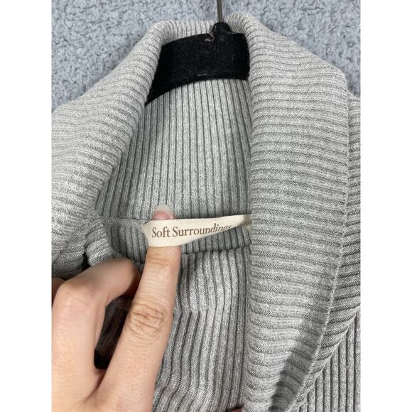 Soft Surroundings Womens Size M Pullover Turtle Neck Gray Ribbed Sweater - Picture 12 of 13